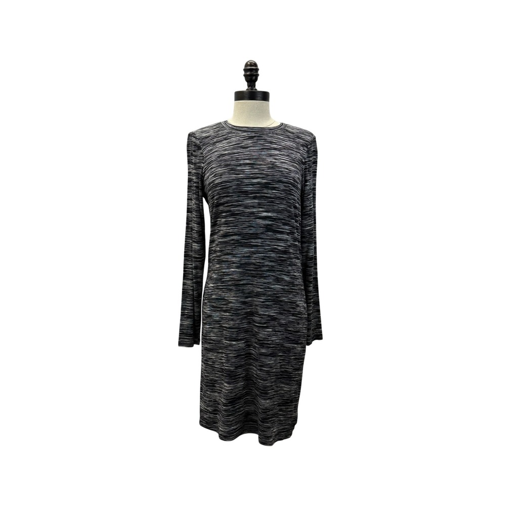 Trina Turk Sheath Dress Women's M black Excellent Space Dye Long Sleeve Knit